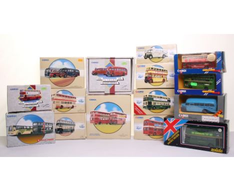 Quantity of Corgi Classics Buses, including 97051 Invitaway Plaxton Paramount &amp; Metro bus set,97052 Guy Arab/Leyland Atla