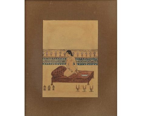 Persian Schoolminiature study of a girl on a daybed, 13cm x 10cmProvenance:The collection of Paul Whitfield (1942–2018)In a l