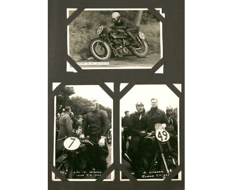 Early 20th Century and later album containing a collection of motorbike and Tourist Trophy (TT Isle of Man) related photograp