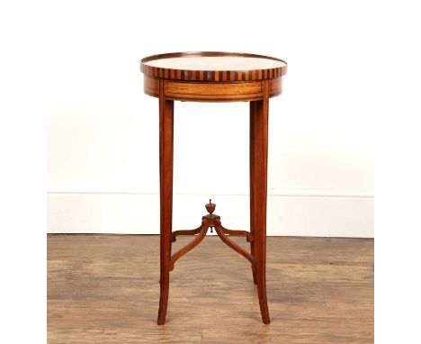 Satinwood circular occasional tableEdwardian, with inlaid decoration, 41cm diameter x 70 cm highWith some ring marks and scra