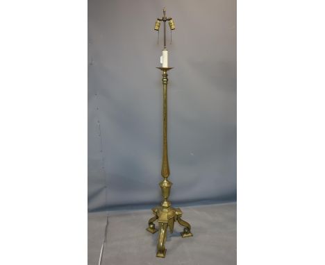 An 18th century style heavy brass standard lamp, H.178cm 