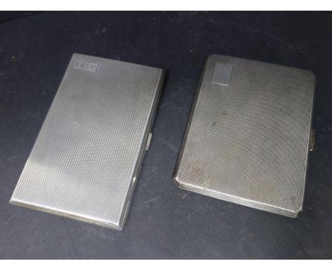 Two silver card cases, to include an engine turned card case, Birmingham 1947, L.11.5 D.9cm, and a silver card case by Adie B