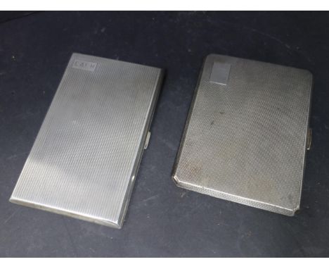 Two silver card cases, to include an engine turned card case, Birmingham 1947, L.11.5 D.9cm, and a silver card case by Adie B