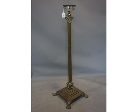 A Victorian brass Corinthian column standard lamp, H.130cm 
