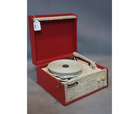 A vintage portable Dansette Record Player, H.16 W.32 D.28cn 