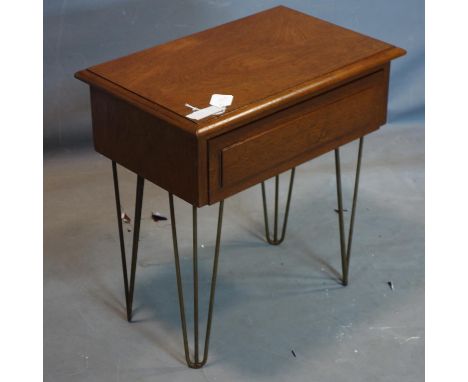 A mahogany lamp table with single drawer raised on hairpin legs, H.57 W.56 D.35cm 