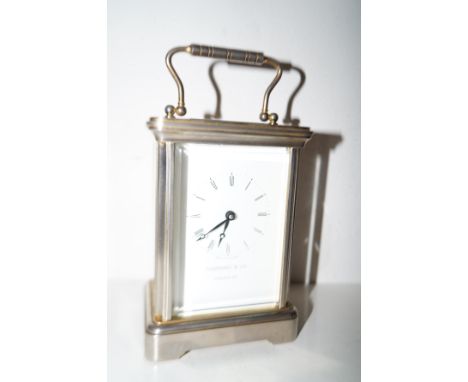 Brass &amp; silver carriage clock Garrad &amp; co London &amp; key 