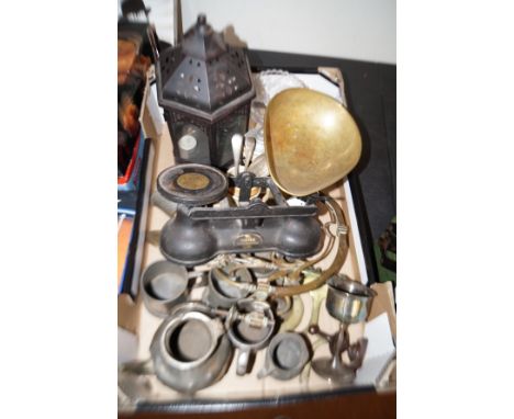 Metal ware to include a set of balance scales 