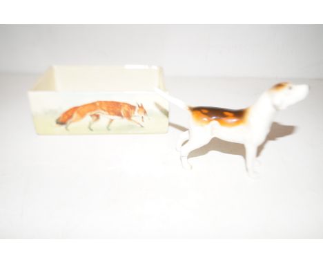 Royal Doulton hunting tray &amp; Beswick foxhound A/F