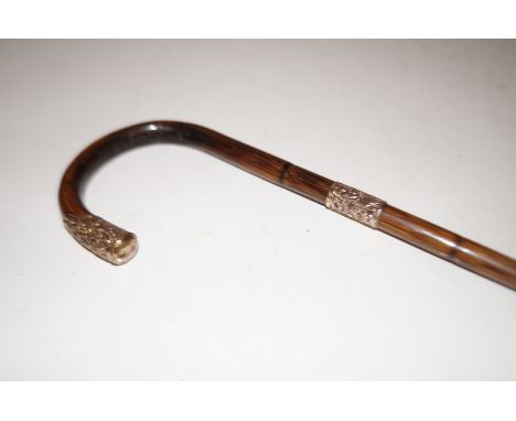 Edwardian walking stick with gilt mount probably silver 