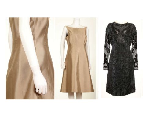 TOMASZ STARZEWSKI COUTURE DRESS, intricately beaded reputedly by House of Lesage, approx size UK 12, together with a light go