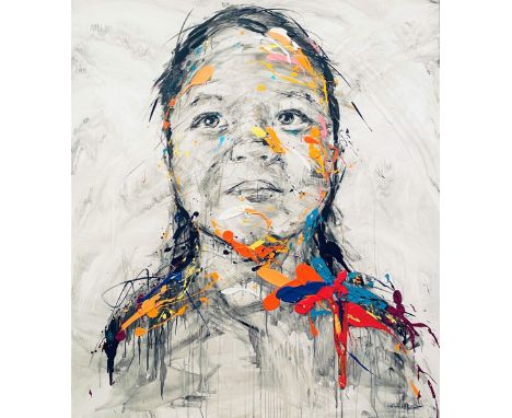 Hom NGUYEN (Né en 1972)Portrait de jeune femmeAcrylique sur toile, signée en bas à droite162 x 140 cmUn certificat de l’artis