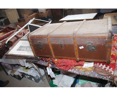 A travel trunk and Tintern Abbey picture, a/f.