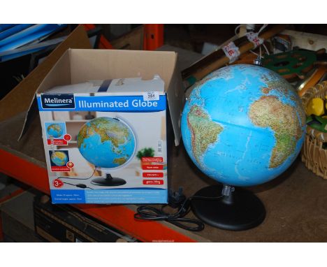 An illuminated globe.