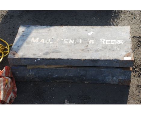 A wooden tool box and contents, canvas tool kit bag, saws etc.