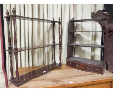 A 19th century mahogany wall shelf, together with another similar  