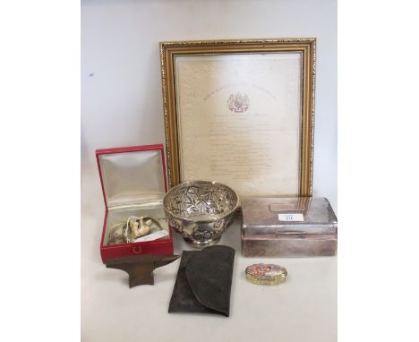 Various small silver, a Japanese netsuke and other items  