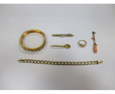 A jewel box containing a quantity of antique and vintage gold, gemset and costume jewellery  