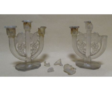A pair of Barolac three light candelabra (damaged)  