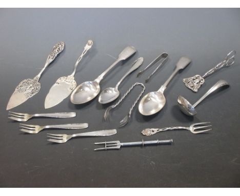 A silver sauce ladle, other small silver and plate  