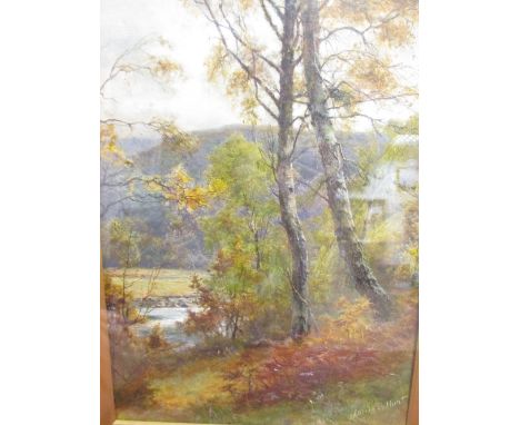Louis B Hurt (British, 1856-1929) - An Autumn Sketch of the river at Betwys-y-Coed, Conwy County Borough, Wales, oil on artis