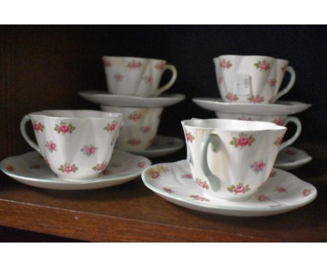 A group of six Shelley 'Rosebud' pattern tea cups and saucers.
All cups and saucers in good condition, no damage or repairs.&