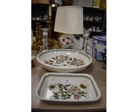A small selection of Portmerion the Botanical Garden pattern wares, comprising a table lamp, pair of candlesticks, bowl and d