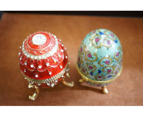 Faberge style egg trinket box & 1 other 