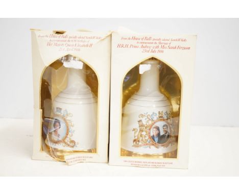 2x Bells scotch whiskey commemorative decanters full 