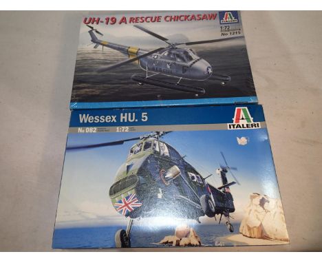 Two 1/72 scale Italeri helicopter kits, Wessex HV.S and UH-19 rescue Chickasaw, sealed, unchecked. UK P&amp;P Group 1 (£16+VA