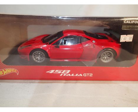 Hot Wheels 1/18 scale Ferrari 458 Italia GT2, factory sealed. UK P&amp;P Group 1 (£16+VAT for the first lot and £2+VAT for su