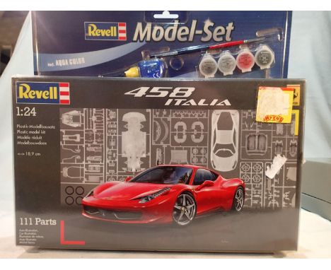 Revell 1/24 scale Ferrari 458 Italia with glue, paint and brush, factory sealed. UK P&amp;P Group 1 (£16+VAT for the first lo