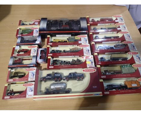 Twenty Trackside OO scale commercial vehicles, various types including crane, vans, heavy haulage etc, mostly excellent condi