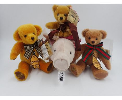 4 Merrythough Bears to include, Alfie, with tag attached, stitch down nose and jointed at limbs. Approx. 30cm (H). UK P&amp;P