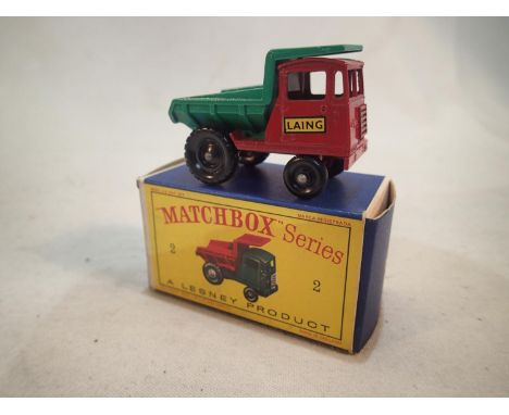 Matchbox 1/75 series No. 2 Muir Hill dumper, Laing, black plastic wheels, near mint condition, boxed. UK P&amp;P Group 1 (£16