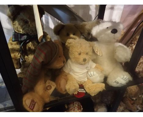 Six mixed teddy bears, including Boyds bears and a Merrythought The Founder with tags. UK P&amp;P Group 3 (£30+VAT for the fi