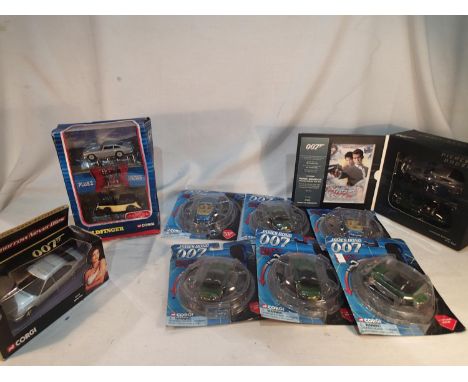 Nine Corgi James Bond related vehicles, all excellent condition, boxes with wear. UK P&amp;P Group 1 (£16+VAT for the first l