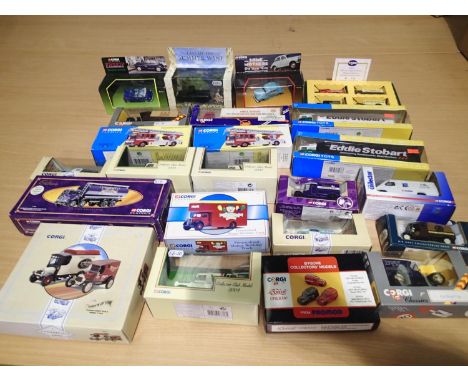 Twenty three Corgi diecast vehicles, various types and scales, including TV related, mostly excellent condition, wear to boxe