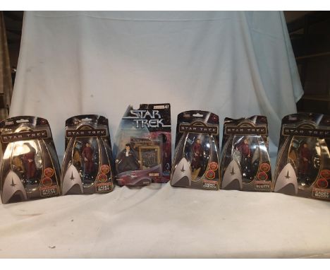 Star Trek by Playmates, carded figures, three Cadet McCoy, Cadet Chekov, Scotty, Trelane, excellent condition, wear to boxes.