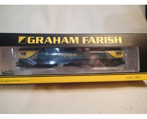 N gauge Graham Farish 371-386, class 66 diesel, 66416, Freightliner, near mint condition, boxed. UK P&amp;P Group 1 (£16+VAT 