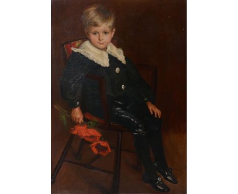 Nelly Erichson (fl.1882-1897) - Portrait of a young boy seated holding poppies, traditionally understood to be James Dodds Oi