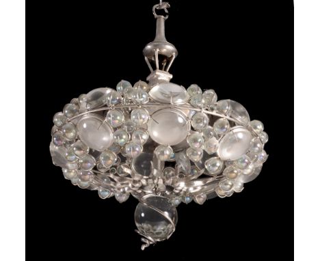 A brushed steel and glass ceiling light , late 20th century  A brushed steel and glass ceiling light  , late 20th century, th