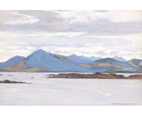 Norman Wilkinson (1884-1934) - An estuary with mountains beyond Watercolour on wove paper Signed lower right 22.5 x 34.5 cm. 