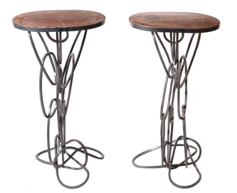 A pair of tall lamp tables or torcheres, of recent manufacture  A pair of tall lamp tables or torcheres,   of recent manufact