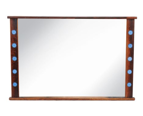 A Swedish rectangular wall mirror, 1970s, rosewood and ceramic, 74cm high  A Swedish rectangular wall mirror,   1970s, rosewo