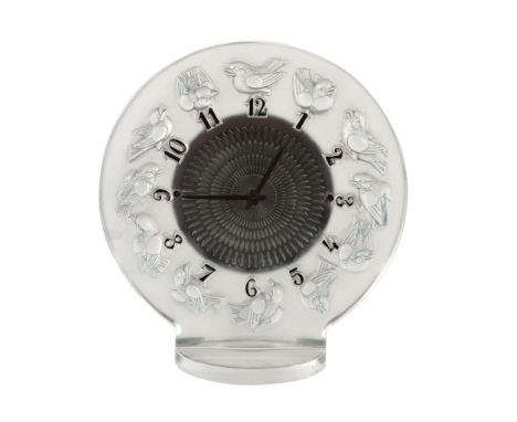 Rossignols, a Rene Lalique clear and frosted glass clock  Rossignols, a Rene Lalique clear and frosted glass clock,   with bl