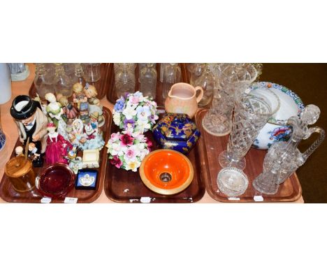 A collection of ceramics and glass including; Royal Doulton Winston Churchill Toby jug, Royal Doulton character figure Pickwi