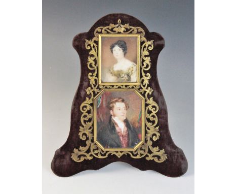 English school (early 19th century),Two portrait miniatures, one depicting a bust length portrait of a lady, the other a bust