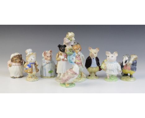 Ten Beatrix Potter figures, comprising: Pickles, model No. 2334, 12cm high, Pigling Bland (first variation: deep maroon jacke