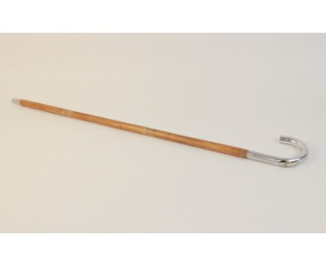 An early 20th century horse measuring walking stick, the bamboo cane with silver coloured mount containing a graduated scale 